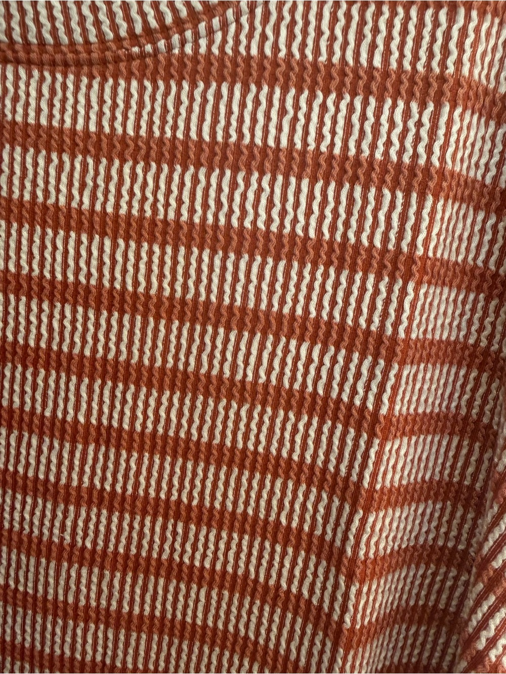 Zenana Outfitters Cinnamon and Cream Striped Short-Sleeve Knit Top - Picture 5 of 6